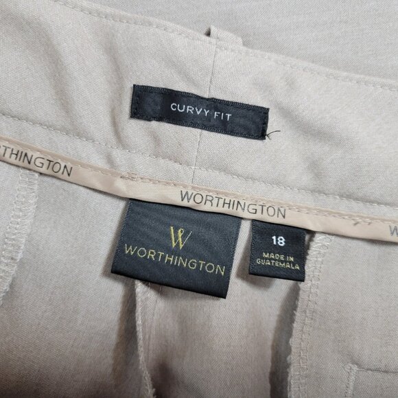 Worthington Curvy Fit Womens Pants 18 Plus Boot Cut Beige Zip Fly SL105E - Picture 7 of 9